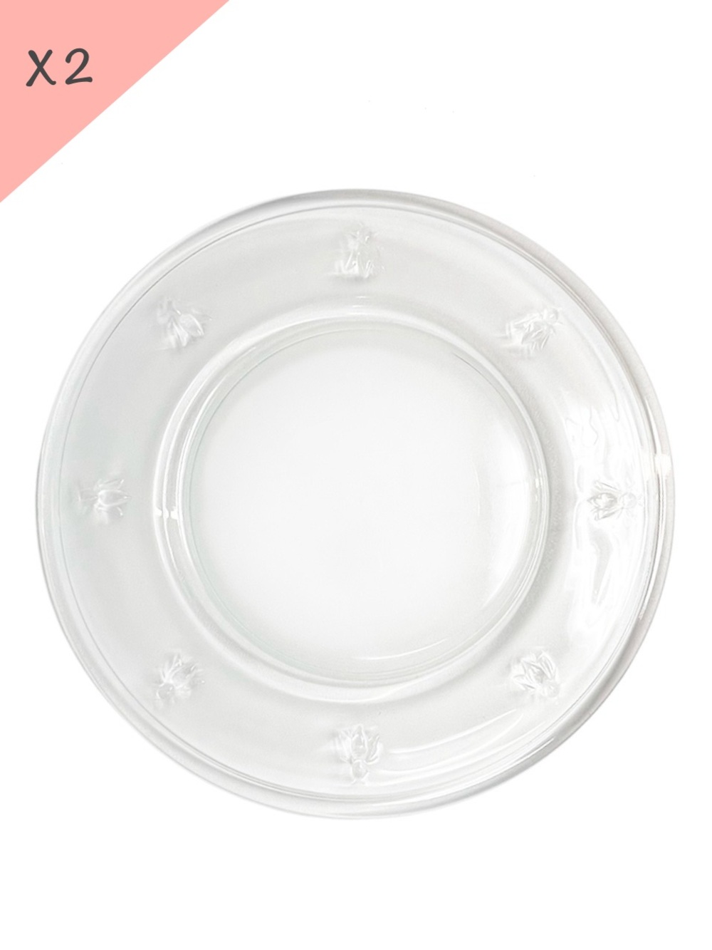 La Rochere Clear Glass Chargers (Set of 2) Bee Collection Service Plate 12.5”